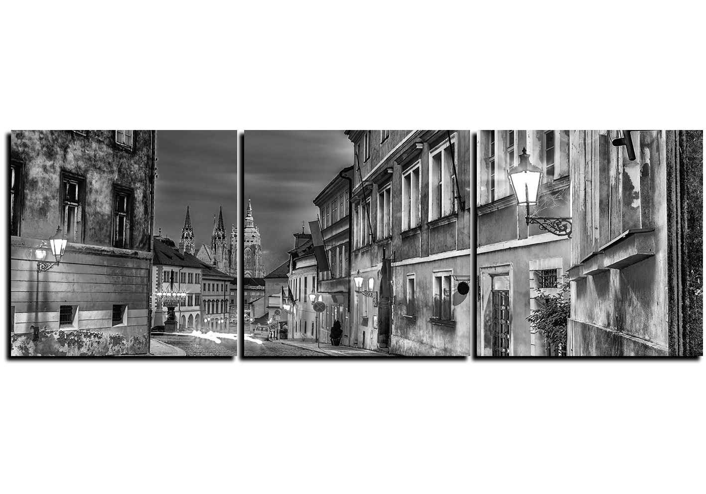 Obraz na plátně - Magické noční staré město - panoráma Obraz na plátně - Magické noční staré město - panoráma